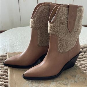 Free People Brown Heeled Boots with Shearling